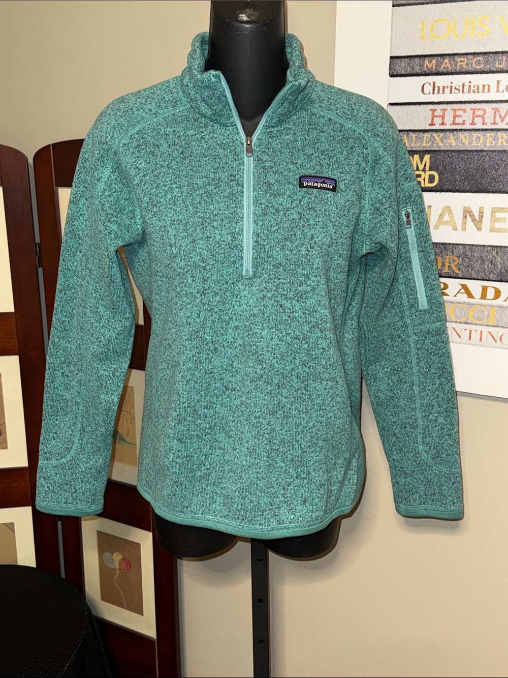 Patagonia Heathered Teal Quarter-Zip Fleece Pullover